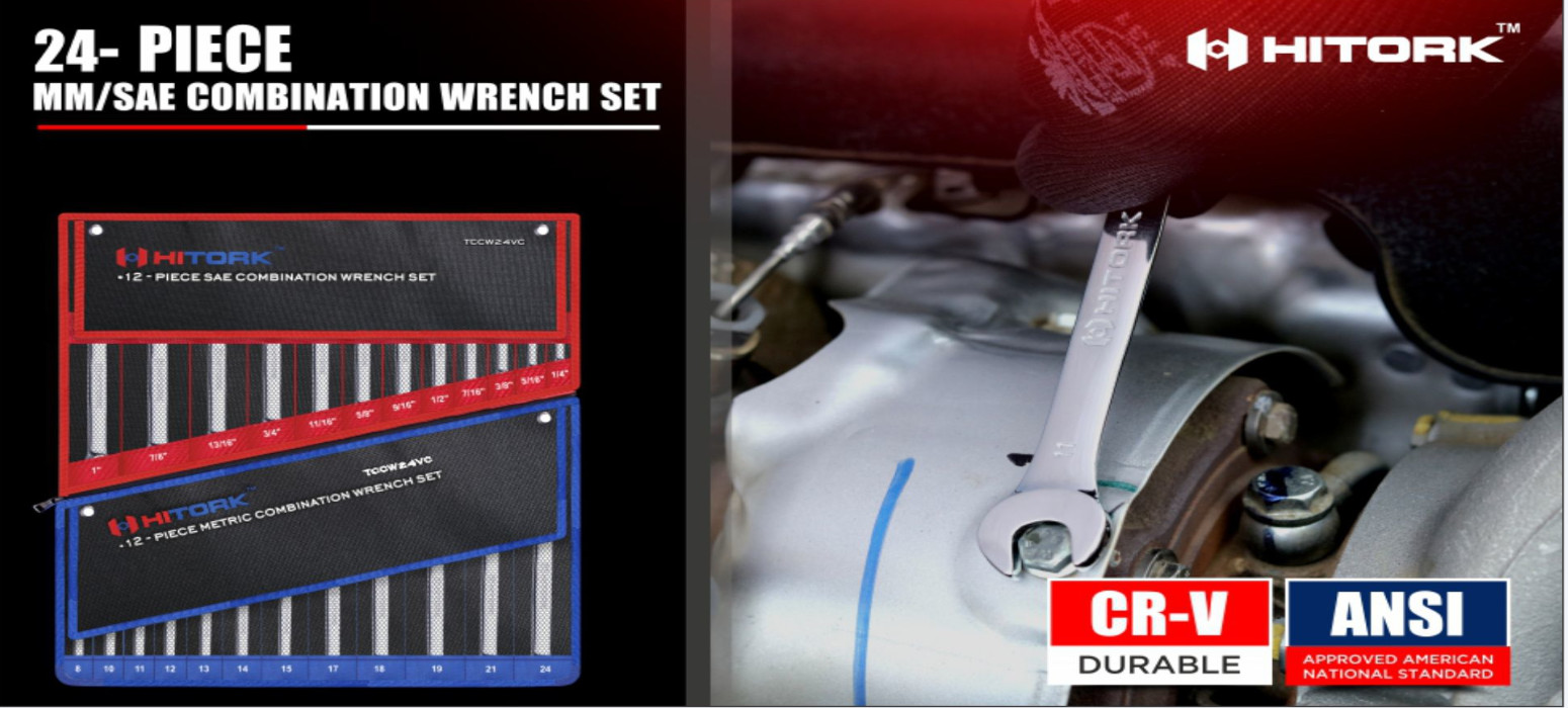 24-Piece Combination Wrench Set - Comprehensive Tool Set for Home and Vehicle