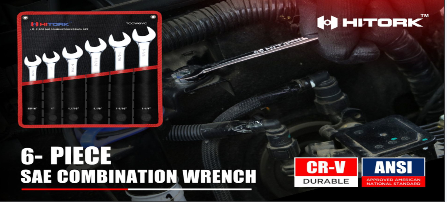 6-Piece Large Combination Wrench Set with Rolling Pouch