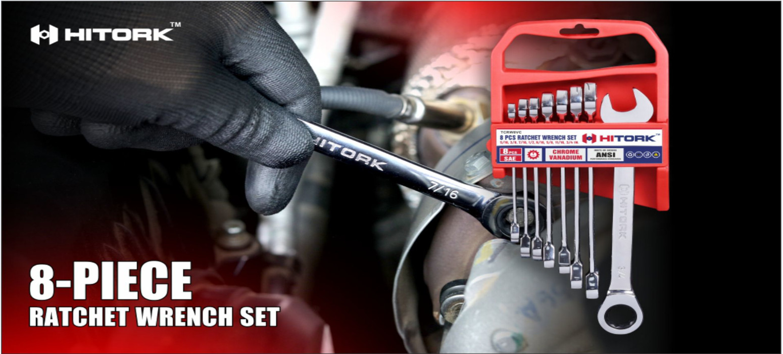 8-Piece SAE Ratcheting Wrench Set - Precision Engineered