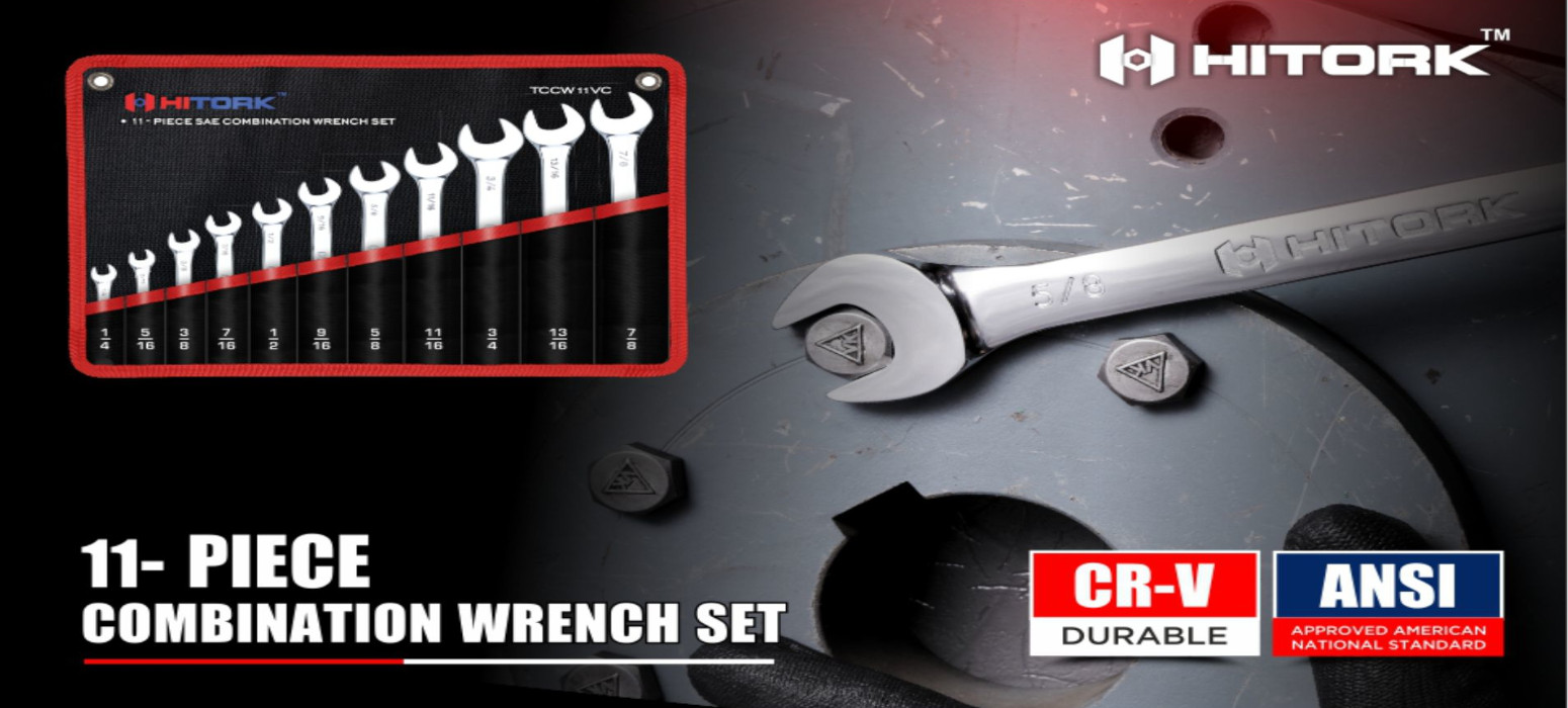 11-Piece SAE Combination Wrench Set - High-Quality CR-V Material