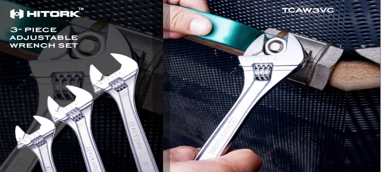 3-Piece Adjustable Wrench Set - Durable CR-V Steel Tools