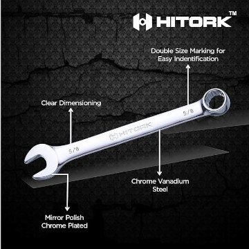 Features CRV Material, Mirror Chrome Polish, 15° Angled Open End Features CRV Material, Mirror Chrome Polish, 15° Angled Open End