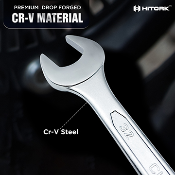 Close up of chrome vanadium CrV steel construction built for durability and strength under heavy duty automotive construction and maintenance tasks CrV_Material_Feature