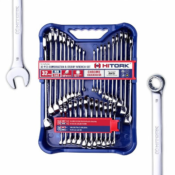 32-Piece SAE & Metric Combination Wrench Set Of 6 With Organizer Tray 32-Piece SAE & Metric Combination Wrench Set
