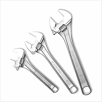 3-Piece Adjustable Wrench Set Of 10 Inch Crafted From CR-V Steel 3-Piece Adjustable Wrench Set