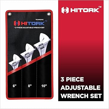 3 Piece adjustable wrench set with pouch