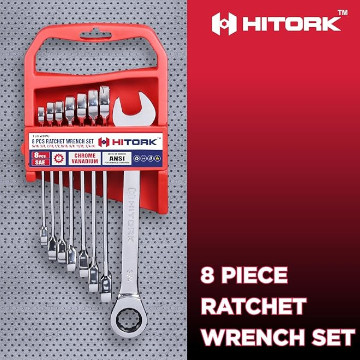 8-Piece SAE Ratcheting Wrench Set With Tray 8-Piece SAE Ratcheting Wrench Set