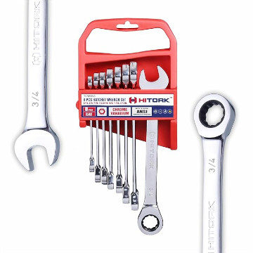 8-Piece SAE Ratcheting Wrench Set With Tray 8-Piece SAE Ratcheting Wrench Set